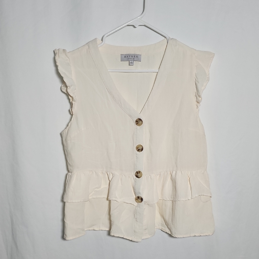 Hayden Ivory Ruffle Button-Down Blouse - Picture 6 of 6